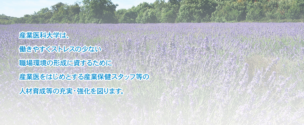 産業医科大学は、働きやすくストレスの少ない職場環境の形成に資するために産業医をはじめとする産業保健スタッフ等の人材育成等の充実・強化を図ります。